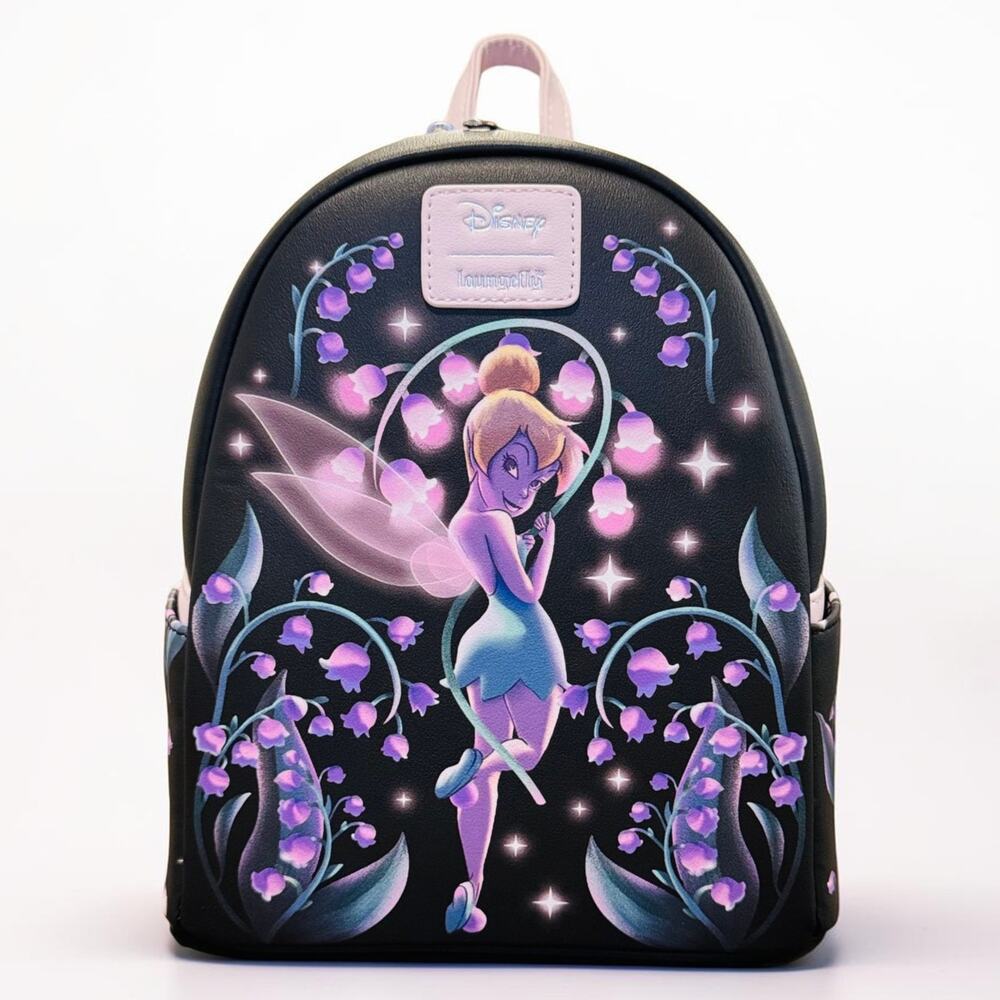 Loungefly Disney Tinker Bell Mini Backpack NWT Black Floral Fairy